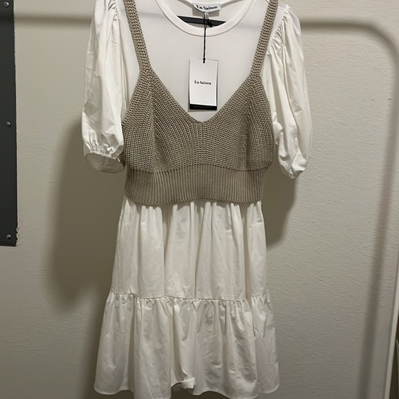 White flowy dress with crochet bralette - Picture 2 of 2